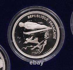 1992 Albertville winter Olympics 9-Silver coins with Medallion & box Gem Proof