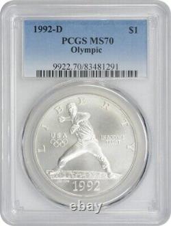 1992-D Olympic Silver Commemorative Dollar MS70 PCGS Mint State 70