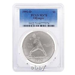 1992 D Olympics $1 Silver Dollar Commemorative PCGS MS 70