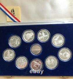 1992 FRANCE Olympic Albertville Silver Coin Set 9 Coins 100 Franks PROOF BOX