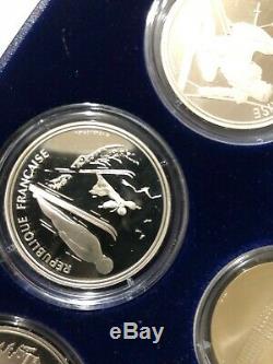 1992 France. Albertville Olympic Coin Set. 9 Coins + Token 100F 0.900 Silver