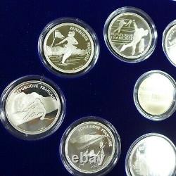 1992 France Winter Olympics Albertville 9 Coins Silver Proof Set Mint Case