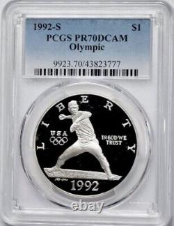 1992 OLYMPIC BASEBALL Silver Dollar PCGS PR70? FLAWLESS QUALITY