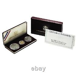 1992 Olympic 3pc Coin Set BU $5 W Gold Track, D Baseball Silver Dollar and P Cla