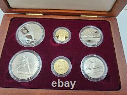 1992 Olympic Commemorative 6-Coin $5 Gold Proof/UNC Set $1 Silver, $. 50