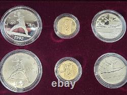 1992 Olympic Commemorative 6-Coin $5 Gold Proof/UNC Set $1 Silver, $. 50