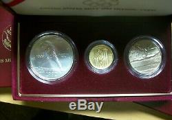 1992 U. S. OLYMPIC COINS, $5 Gold proof, $1 silver 50 cents clad