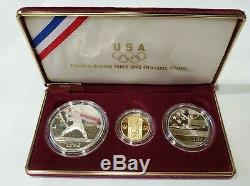 1992 US Mint Olympic Commemorative 3 Coin $5 Gold & $1 Silver UNC Set as Issued