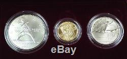 1992 US Mint Olympic Commemorative 3 Coin Silver & Gold UNC Set as Issued DGH