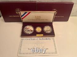 1992 US Olympic Commemorative 3-Coin $5 Gold $1 silver Proof Set US Mint coa