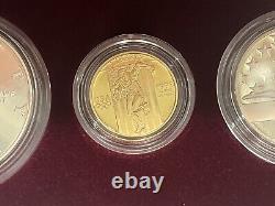 1992 US Olympic Commemorative 3-Coin $5 Gold $1 silver Proof Set US Mint coa