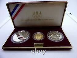 1992 USA Olympic 3-Coin Commemorative Proof Set 1 oz Silver &. 24 oz Gold