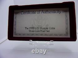 1992 USA Olympic 3-Coin Commemorative Proof Set 1 oz Silver &. 24 oz Gold