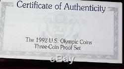 1992-W & S Gold $5 Silver $1 50 Cents Olympic Commem 3 Coin Proof Set in OGP