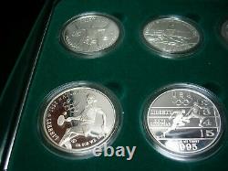 1995 1996 ATLANTA OLYMPICS 8 COIN PROOF Silver Dollar set BOX COA