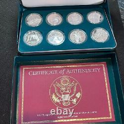 1995 1996 Atlanta Centennial Olympic Games 8 Coin Silver Proof Set Ogp Coa #08p