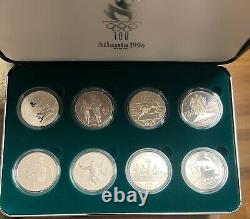1995-1996 Atlanta Olympic Commemorative Eight Silver Dollar Proof Coins Set, Coa