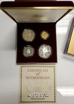 1995-1996 Atlanta Olympics Commem Proof BU Gold, Silver Clad 4 Coin Set $5 Torch