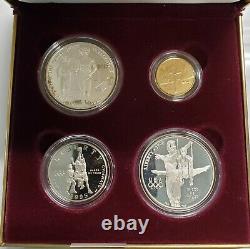 1995-1996 Atlanta Olympics Commem Proof BU Gold, Silver Clad 4 Coin Set $5 Torch
