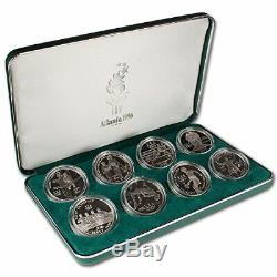1995 1996 P Atlanta Olympics Eight Coin Silver Set in OGP Proof