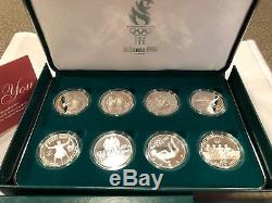 1995-1996 Proof Atlanta Olympic 8 Coin Silver Dollar Set with US Mint Box + COA