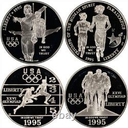 1995-1996 US ATLANTA OLYMPIC GAMES 8-90% SILVER COINS PROOF SET withBox + COA