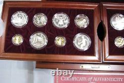 1995-1996 US Mint Commemorative Olympic 16 Coin GOLD & SILVER Set with Wood Box