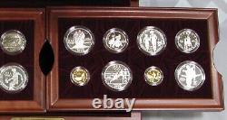 1995-1996 US Mint Commemorative Olympic 16 Coin GOLD & SILVER Set with Wood Box