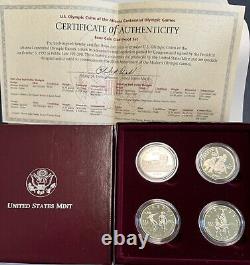 1995/6 Olympic 4-Coin Clad Proof Half Dollar Commemorative Set with box & COA HT