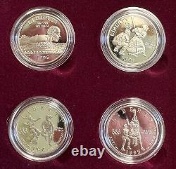 1995/6 Olympic 4-Coin Clad Proof Half Dollar Commemorative Set with box & COA HT