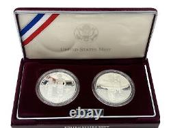 1995 Atlanta Centennial Olympic Games Silver Dollar Proof Set Two $1 Coins COA