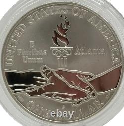 1995 Atlanta Centennial Olympic Games Silver Dollar Proof Set Two $1 Coins COA