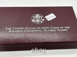 1995 Atlanta Centennial Olympic Games Silver Dollar Proof Set Two $1 Coins COA