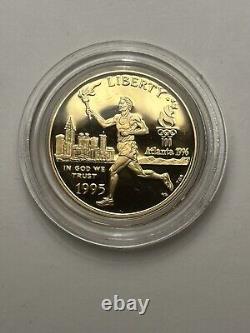 1995 Centennial Olympic Games 4-Coin Proof Set #1 in OGP with COA