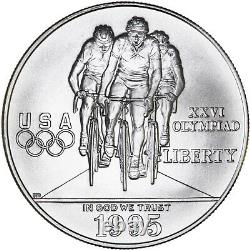 1995 D Atlanta Olympics Cycling BU Commem 90% Silver Dollar OGP & COA