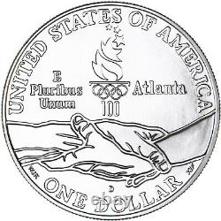 1995 D Atlanta Olympics Cycling BU Commem 90% Silver Dollar OGP & COA