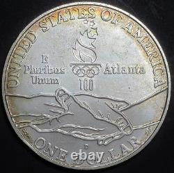 1995-D BU Olympic Cycling Commemorative Silver Dollar Coin & Mint Capsule Toned