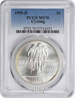 1995-D Cycling Olympic Silver Commemorative Dollar MS70 PCGS Mint State 70