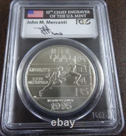 1995-D Olympics Track & Field Unc Silver Dollar PCGS MS 70 BU Mercanti Signed