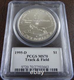 1995-D Olympics Track & Field Unc Silver Dollar PCGS MS 70 BU Mercanti Signed