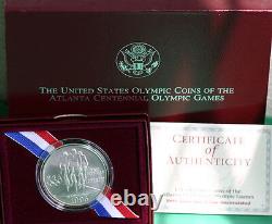 1995 Olympics Cycling BU 90% Silver Dollar Commemorative Coin with Box + COA Bike