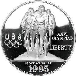 1995 P Atlanta Track & Field/Cycling Proof Commem 90% Silver Dollar 2 Coin Set