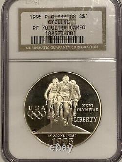 1995-P NGC PF70 Olympics Cycling Commemorative Proof Silver Dollar Coin