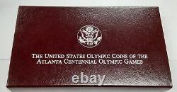 1995-P Olympic Runner & Cyclist Commem Proof Silver Dollar 2 Coin Set in OGP