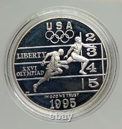 1995 P USA United States XXVI OLYMPICS ATLANTA Track Proof Silver $ Coin i94217