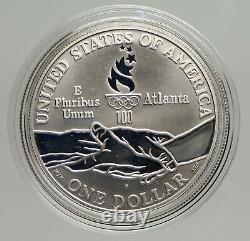 1995 P USA United States XXVI OLYMPICS ATLANTA Track Proof Silver $ Coin i94217