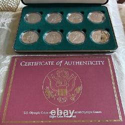 1995 to 1996 P Olympic Dollars 8 Piece Proof Set in Original Box with COA