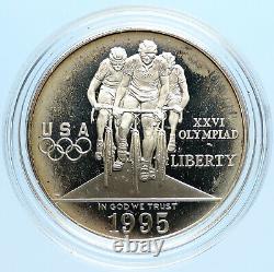 1995P USA United States XXVI OLYMPICS ATLANTA Cycling Proof Silver $ Coin i97060