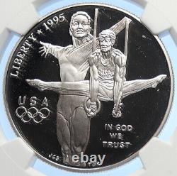 1995P United States OLYMPICS ATLANTA Gymnastics Proof Silver $ Coin NGC i106247