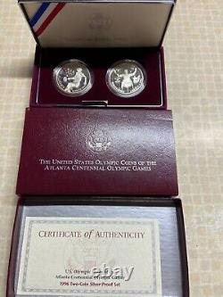 1996 Atlanta Centennial Olympics Commemorative 3 Silver Proof Dollar 2 coin sets